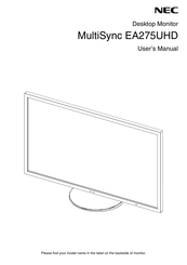 NEC MultiSync EA275UHD-BK User Manual