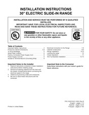 Frigidaire CGES3065PFF Installation Instructions Manual