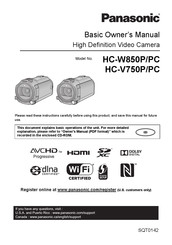 Panasonic HC-V750K Basic Owner's Manual