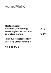 HomeMatic HM-Sec-SC-2 Mounting Instruction And Operating Manual
