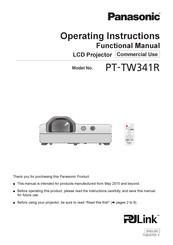 Panasonic PJLink PT-TW341R Operating Instructions Manual