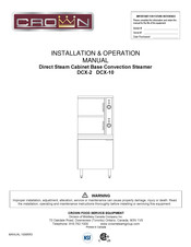 CROWN FOOD DCX-10 Installation & Operation Manual