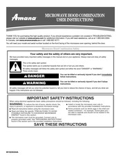 Amana YAMV1160VAS0 User Instructions