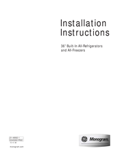 GE Monogram ZIF360NHRH Installation Instructions Manual