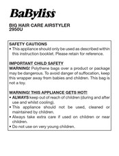 BaByliss 2950U Quick Start Manual