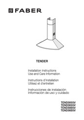 Faber TENDER TEND36SSV Installation Instructions; Use And Care Information