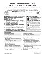 Frigidaire FPGH3077R Installation Instructions Manual