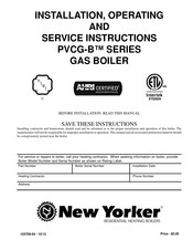 New Yorker PVCG-B Series Installation, Operating And Service Instructions