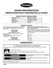 Crosley CAWS833RT1 User Instructions
