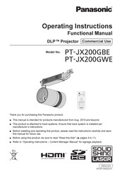 Panasonic PT-JX200GWU Operating Instructions Manual