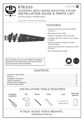 B-Tech System X BT8330 Installation Manual & Parts List
