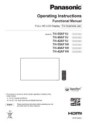 Panasonic TH-42AF1W Operating Instructions Manual