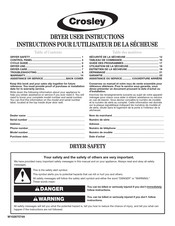 Crosley CEDX631VQ1 User Instructions