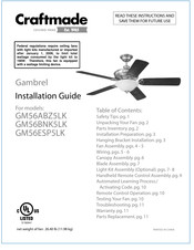 Craftmade GM56ABZ5LK Installation Manual