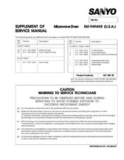 Sanyo 437 499 00 Supplement Of Service Manual