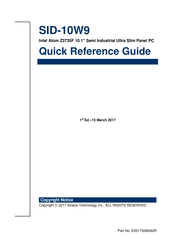 Avalue Technology SID-10W9 Quick Reference Manual