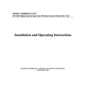 Trango Systems SUNSTREAM WIRELESS M5800SB-SU-EXT Installation And Operating Instructions Manual