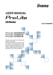 Iiyama ProLite XB2380HS-B1 User Manual