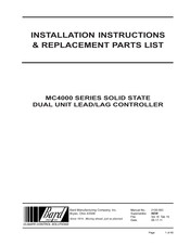 Bard MC4000 Series Installation Instructions & Replacement Parts List