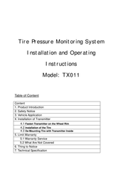 Mobiletron TX011 Installation And Operating Instructions Manual