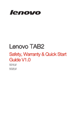 Lenovo TAB2A8 Safety, Warranty & Quick Start