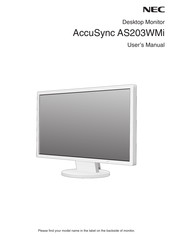 NEC AccuSync AS203WMi-BK User Manual