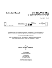 Cross Technologies 2016-05A Instruction Manual