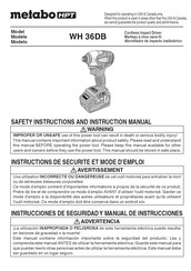 Hitachi WH 36DB Safety Instructions And Instruction Manual