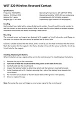Ecolink WST-220 Quick Start Manual
