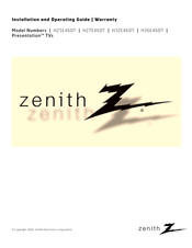 Zenith H27E46DT Installation And Operating Manual, Warranty