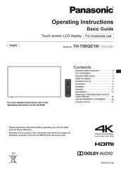 Panasonic TH-75BQE1W Operating Instructions - Basic Manual