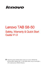 Lenovo TABS850L Safety, Warranty & Quick Start Manual