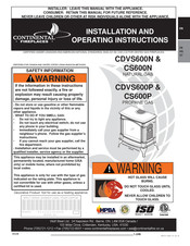 Continental Fireplaces CS600-N Installation And Operating Instructions Manual