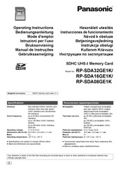 Panasonic RP-SDA08GE1K Operating Instructions Manual
