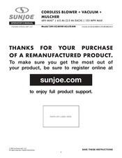 SNOWJOE Sunjoe 24V-X2-BVM143-LTE-RM Operator's Manual