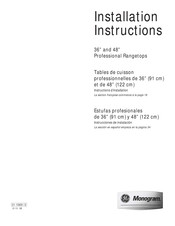 GE Monogram ZGU366NP6SS Installation Instructions Manual
