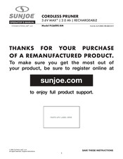 SNOWJOE Sunjoe PJ3600C-RM Operator's Manual
