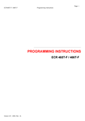 Olympia ECR 465T-F Programming Instructions Manual