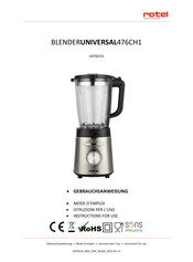 Rotel BLENDERUNIVERSAL476CH1 Instructions For Use Manual
