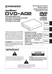 Pioneer DVD-A02 Operating Instructions Manual
