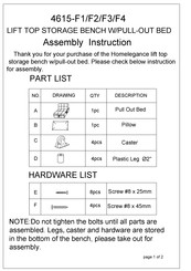Homelegance 4615-F1 Quick Start Manual