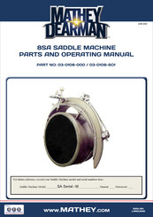 Mathey Dearman 03-0108-000 Parts And Operating Manual