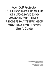 Acer PD1330W Series User Manual