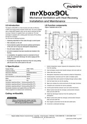 NuAire mrXbox90L Installation And Maintenance Manual