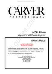 Carver Professional PM-600 Owner's Manual
