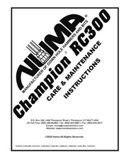 Numa Champion RC300 Care & Maintenance Instructions