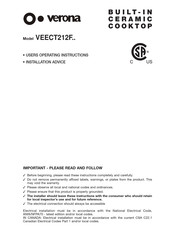 Verona VEECT212FSS User Operating Instructions Manual