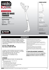 Ozito Power Xchange PXCGTS-018 Instruction Manual