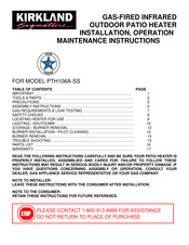 Kirkland Signature PTH106A-SS Installation, Operation And Maintenance Instructions