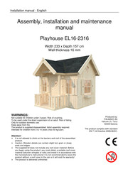 Palmako Playhouse EL16-2316 Assembly, Installation And Maintenance Manual
